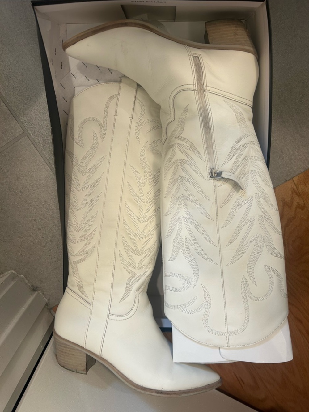 Dolce Vita White Embossed Leather Boots
